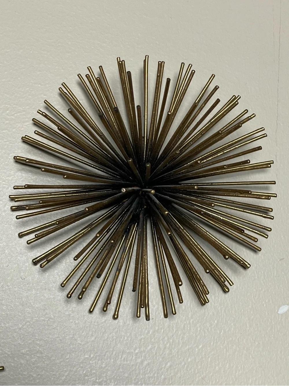 Metal Starburst Mid Century Modern Wall Sculptures - Bronze Set of 3